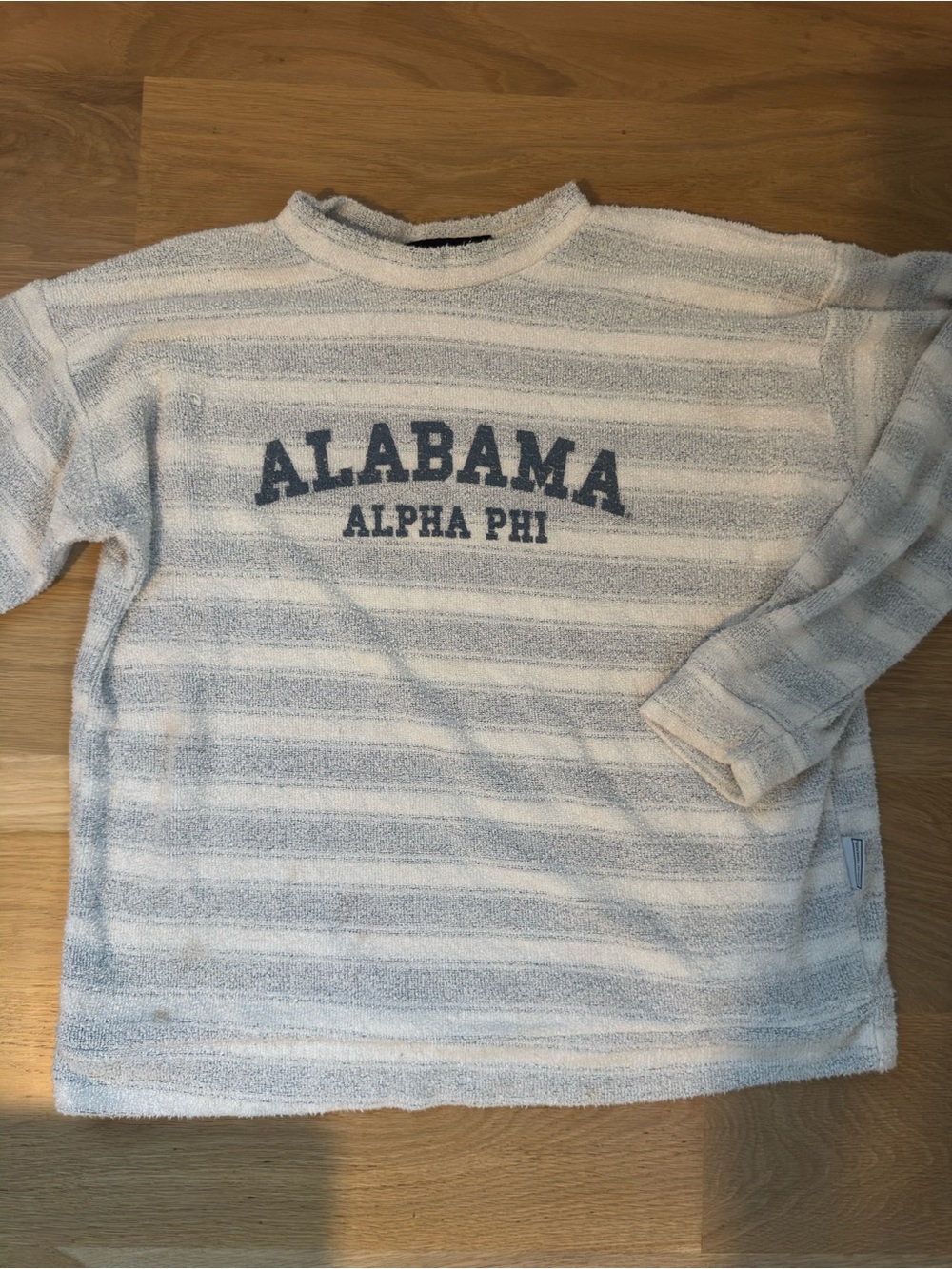 Alabama Alpha Phi Pullover - Light Blue & Cream